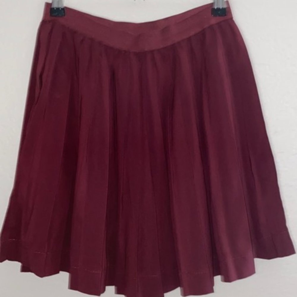 Deep Red Pleated Skirt